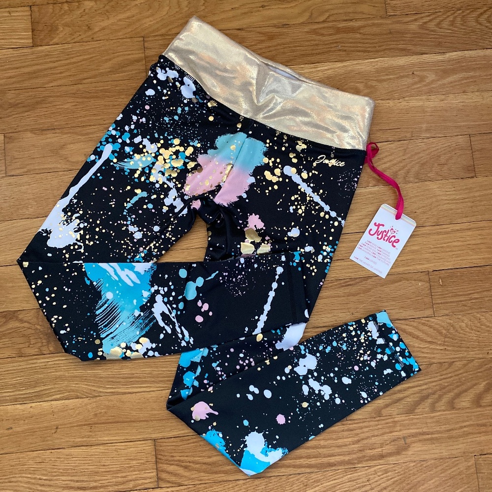 Justice High Waist Legging Multi Black Size M (10) NWT